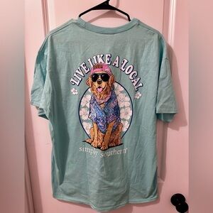 Simply Southern Aqua T-Shirt with Golden Retriever Graphic